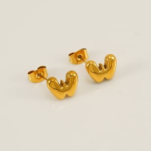 1 Pair Simple Series Elegant Letter W Titanium Steel  Gold Color Women's Stud Earrings h5 